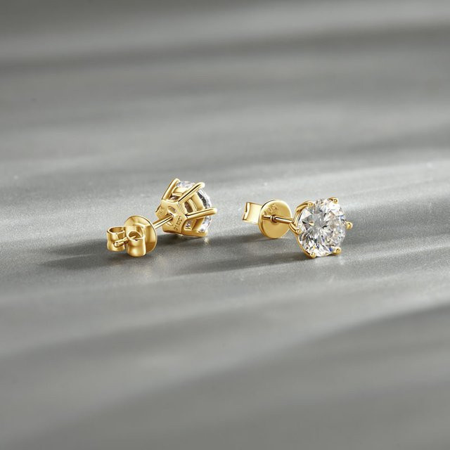 IOGOU Ohrstecker 585 Gold, Moissanit, Damen und Herren - Bild 1