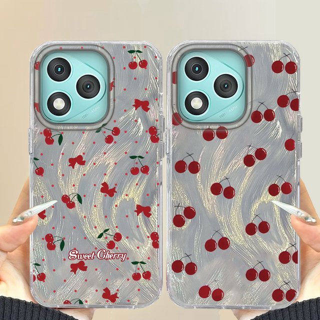 Handyhülle mit Kirschmuster und Mädchen-Design für Honor, Mehrfarbig - Bild 1