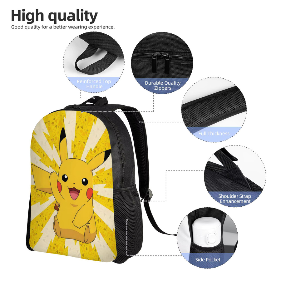 Bandai P-Pikachu Laptop-Rucksack, Modische Büchertasche - Bild 4