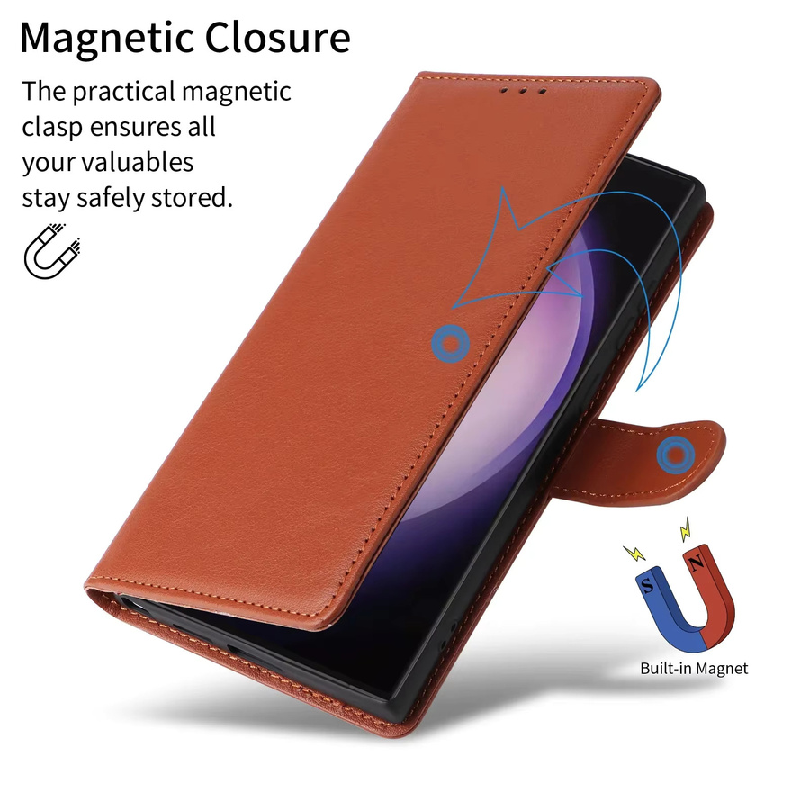 Leder-Brieftaschen-Hülle für Samsung Galaxy S23 S24 S25 Ultra Plus und A-Serie in Braun - Bild 1