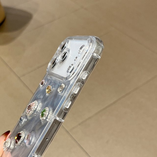 Shenhua Luxus Handyhülle für iPhone 17 mit dreidimensionalem Diamant-Edelstein-Effekt in Transparent - Bild 1