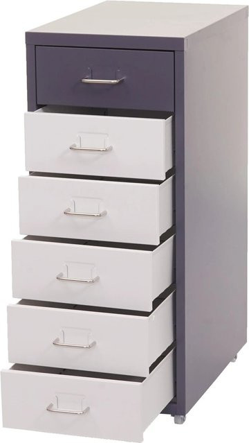 PROREGAL Rollcontainer Housten mit 6 Schubladen in Weiß-Dunkelgrau, B/T/H: 69 x 28 x 41 cm - Bild 1