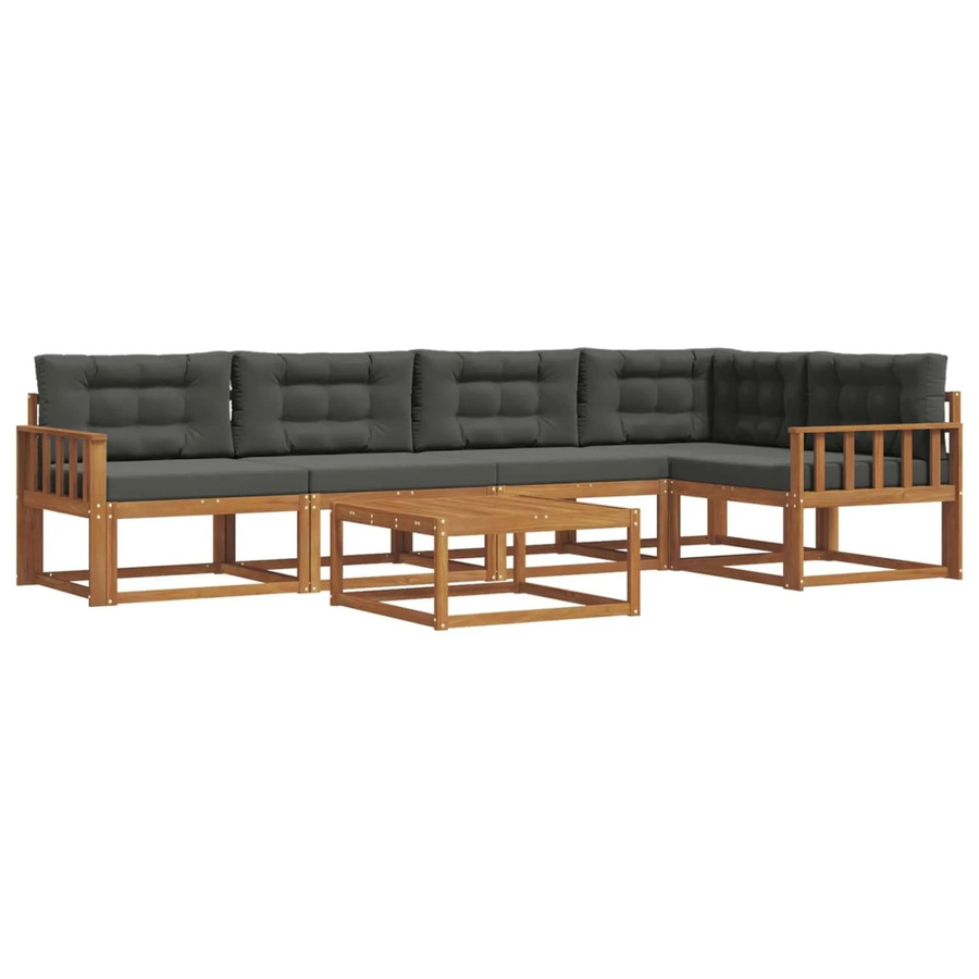 vidaXL Outdoor-Sofagarnitur 6-teilig aus Akazienholz mit Kissen in Anthrazit und Braun - Bild 2