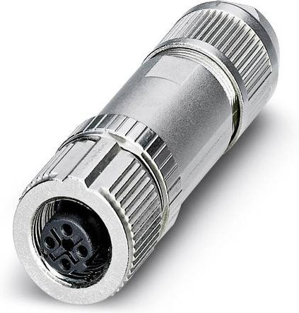 Phoenix Contact 1553611 Sensor-Aktor-Datensteckverbinder M12 Buchse gerade, 4 Pol, Farbe: Silber - Bild 1