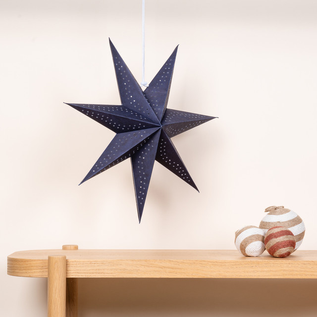 Papierstern von BLUME2000 in Dunkelblau zur Weihnachtszeit, Durchmesser: 45 cm - Bild 1