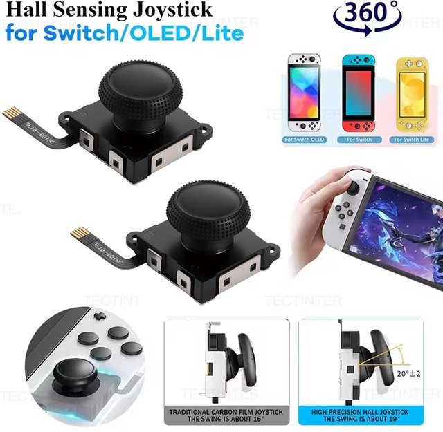 TECTINTER Hall-Effekt-Joystick Ersatzteil für Nintendo Switch, Lite und OLED als 3D Analog-Controller Daumenstick zur Reparatur - Bild 1