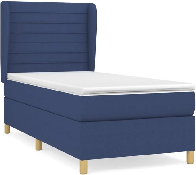 vidaXL Boxspringbett mit Matratze Blau B: 100 cm, T: 200 cm, H: 128 cm - Bild 1