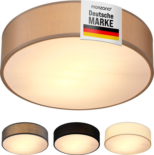 MONZANA Deckenlampe aus Stoff in Taupe und Beige, Durchmesser: 30 cm - Bild 1