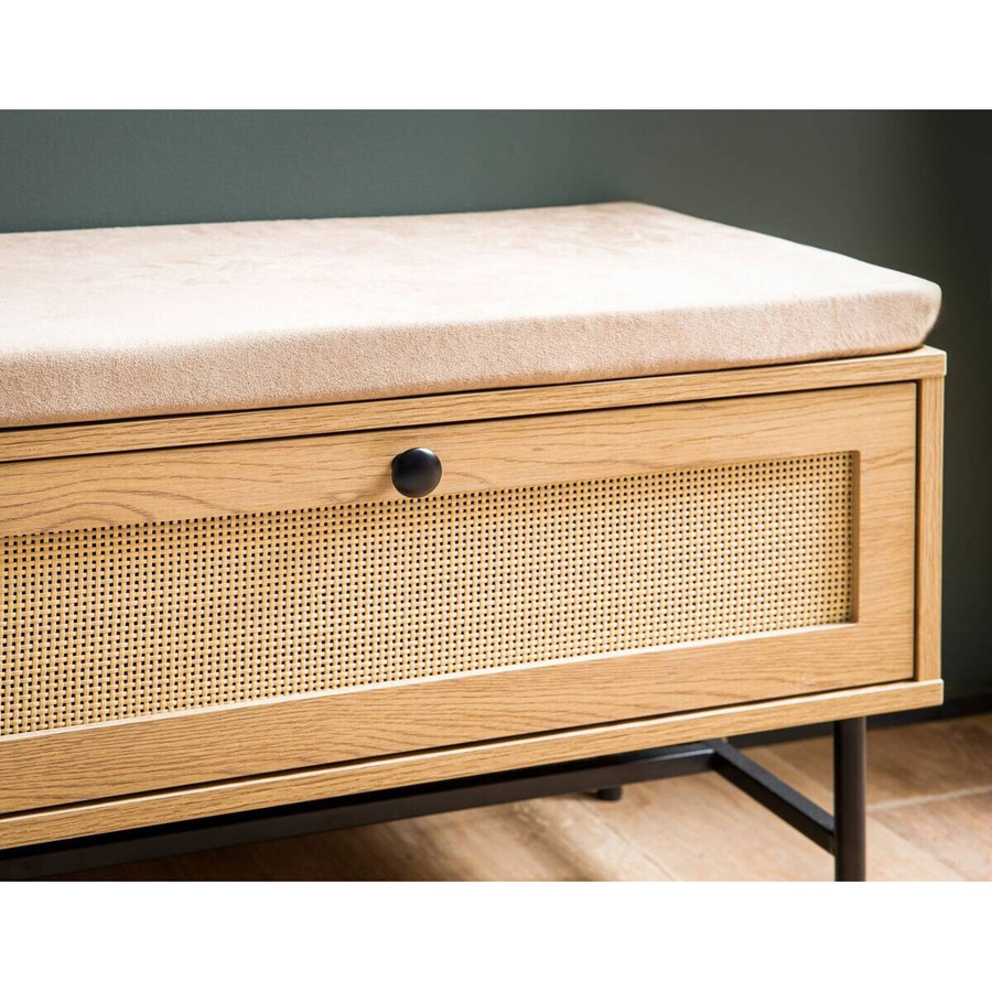 Wohnling Schuhbank Rattan in Natur Braun B/H/T: 100 x 60 x 38 cm - Bild 3