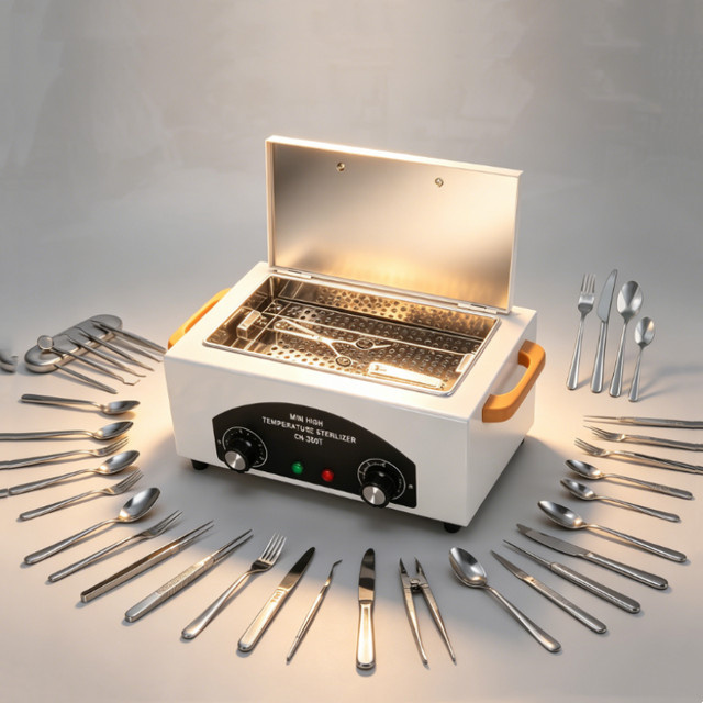 WUIETI Elektrischer Trockenhitze-Sterilisator aus Edelstahl in Weiß für Scheren und Nagelwerkzeuge mit 0-120min Timer - Bild 1