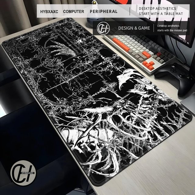 HYBXAXC Schreibtischunterlage mit Schwarz-weißem Totenkopf-Design, XL Gummi-Mauspad im Gothic Horror Skelett-Stil für Gaming und PC-Zubehör - Bild 1