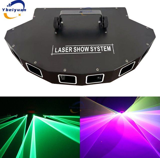 Ybeiyuan Fächerförmiger Sechs-Loch-Laserprojektor mit RGB-Vollfarb-Laserscanning und DMX512 für DJ, Disco und Party-Bühneneffekte - Bild 1