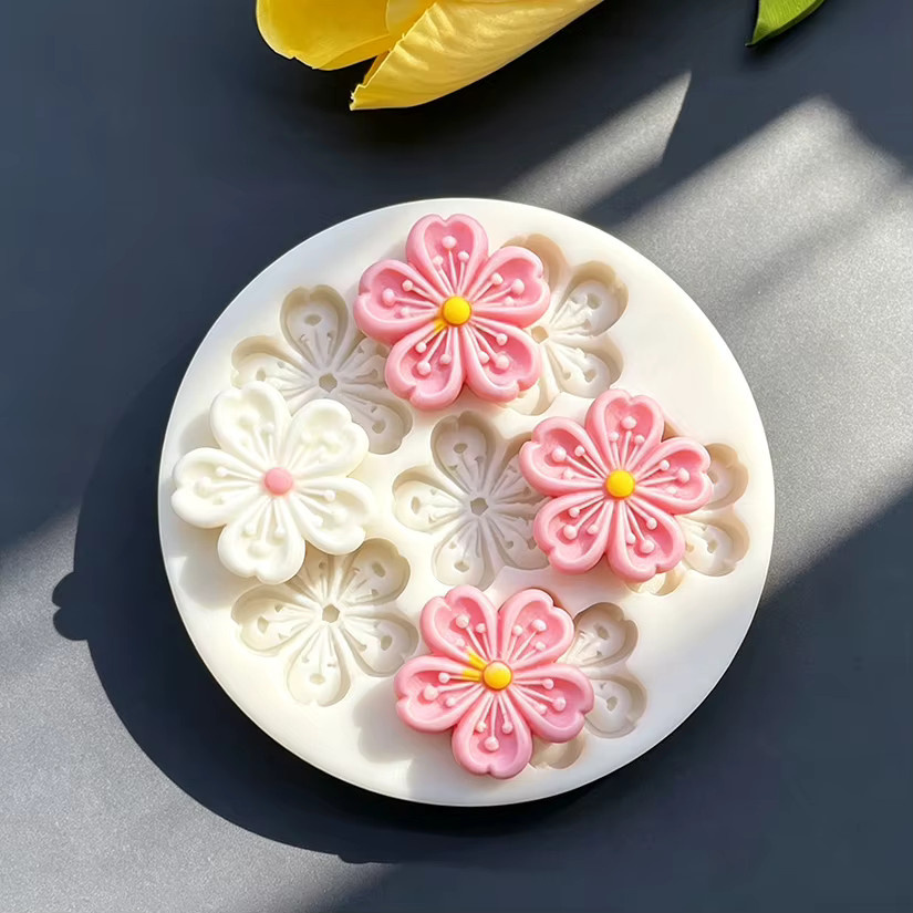 HANDLIFE Sakura Silikon Backform für Sugarcraft, Fondant und Harz-Dekorationen, Grau und Weiß - Bild 2