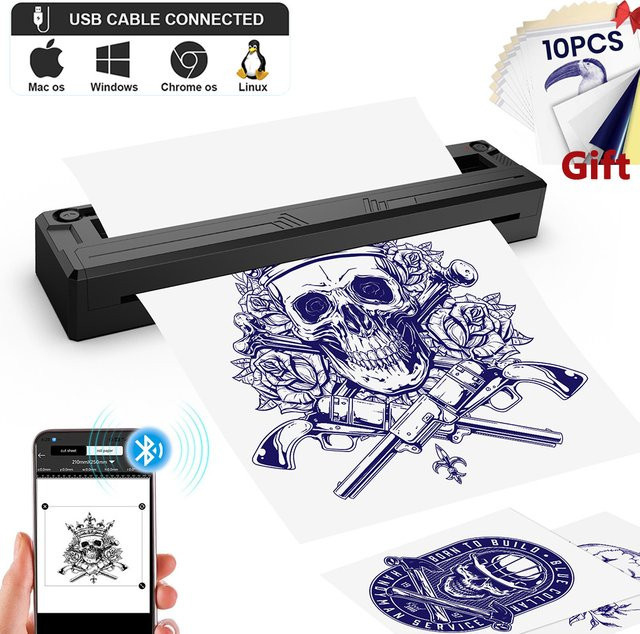 TRUE STAR Tattoo-Transfermaschine, Bluetooth-Thermo-Schablonendrucker, mit 10 Tattoo-Papier - Bild 1