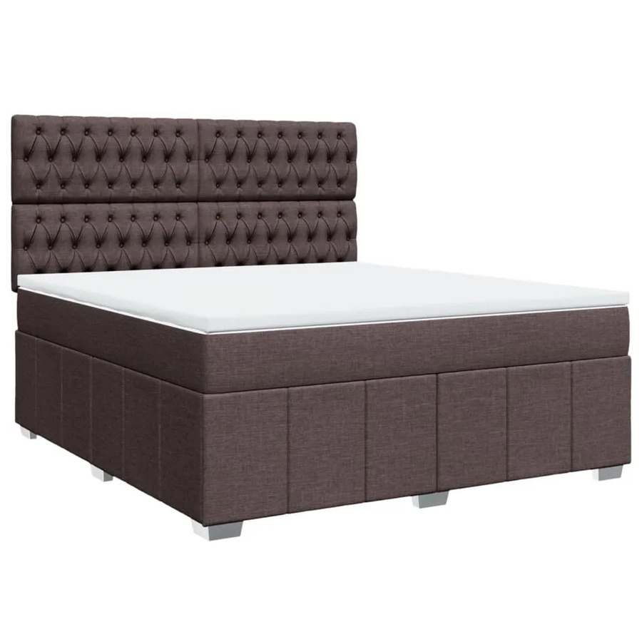 vidaXL Boxspringbett mit Matratze in Dunkelbraun, Hybridbett mit USB-Anschluss und Unterbettbeleuchtung, B/T: 180 x 200 cm - Bild 2