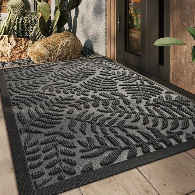 Rutschfeste Abstreifmatte aus Gummi und Polyester in Grau für den gewerblichen Einsatz, B/B: 43 x 75 cm - Bild 1