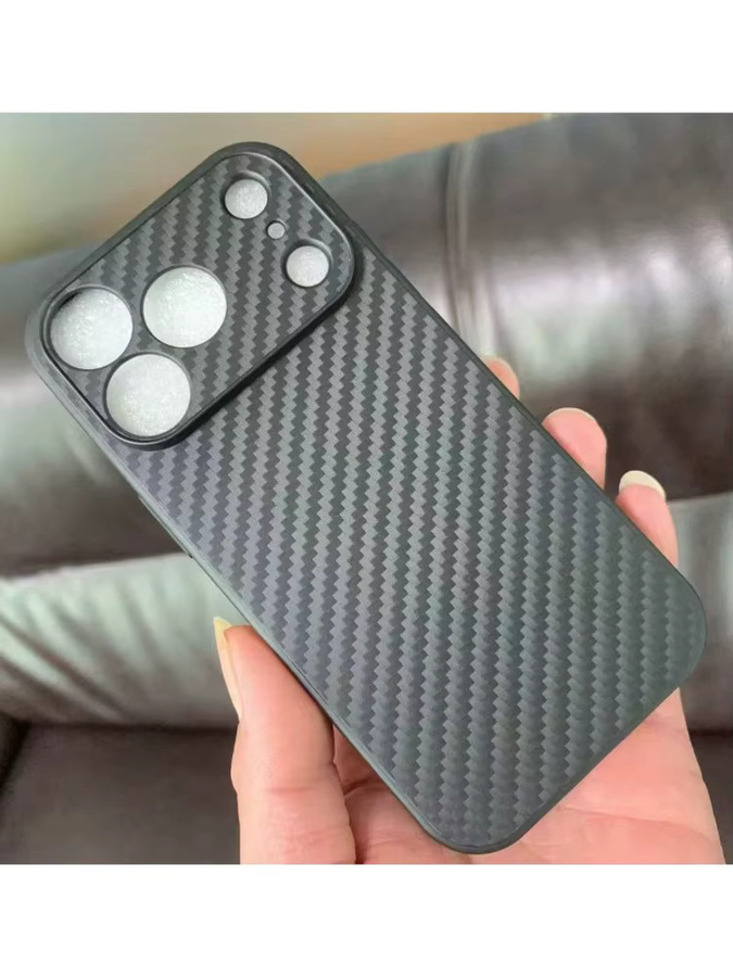 Stoßfeste Handyhülle im Kohlefaser-Texturmuster für Apple iPhone 17, 16, 15, 14, 13, 12, 11 Pro Max, XS, XR in Schwarz - Bild 5