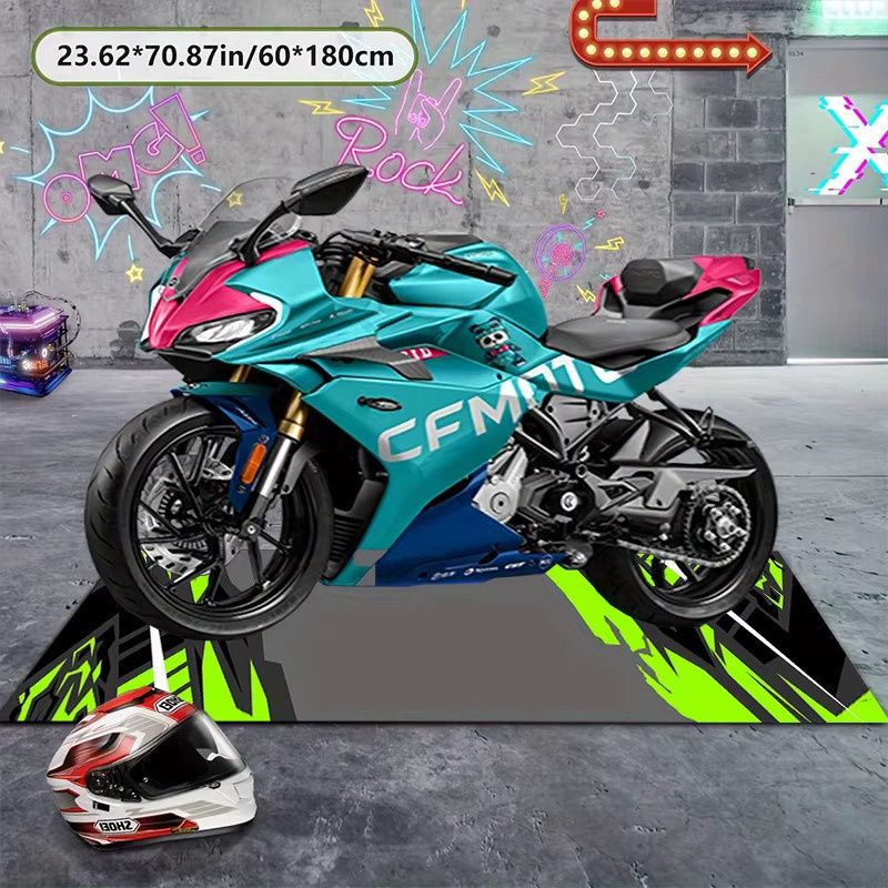 VIKAMA Motorrad-Garagenbodenmatte als Schutzmatte und Ausstellungsmatte in Multicolour, B/T: 120 x 16 cm - Bild 4