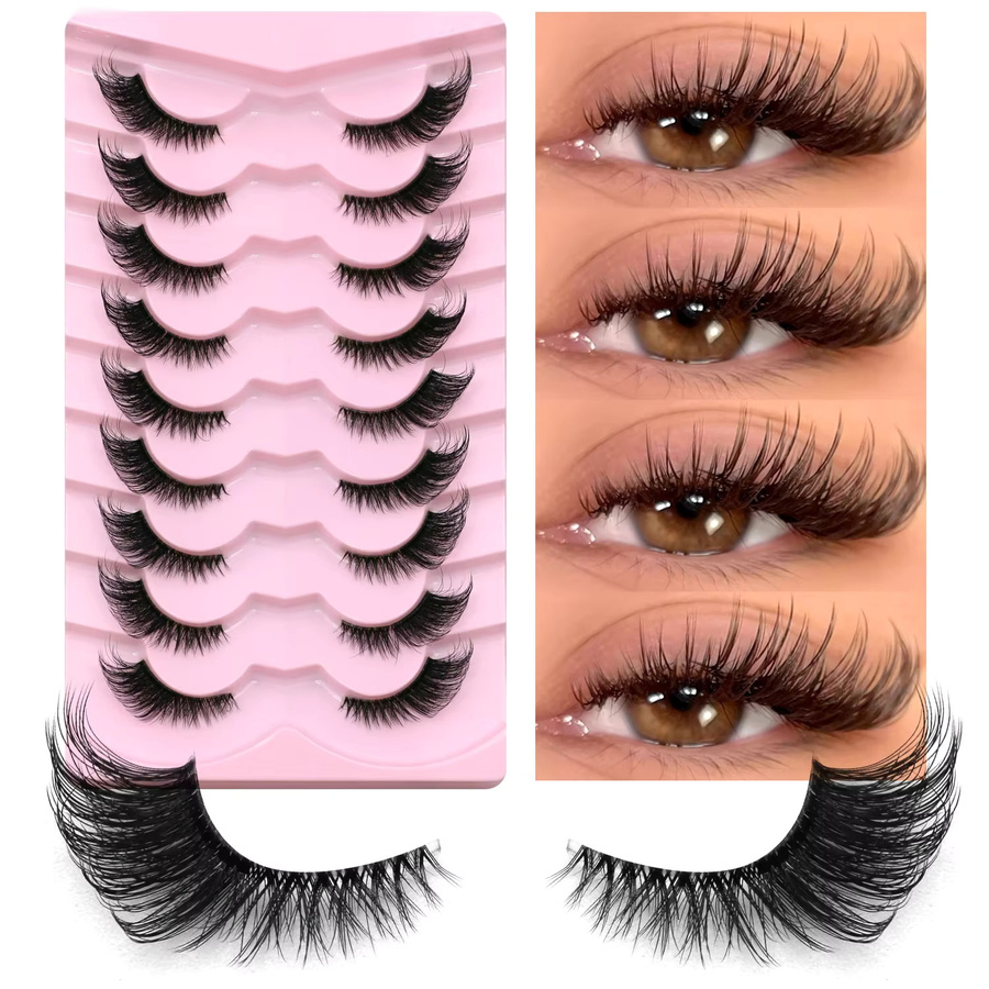 Veltrinay Künstliche Wimpern, Halbe Wimpern, Klares Band, Unisex - Bild 2