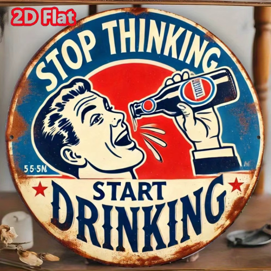 Rundes Metallschild Potdemiel Start Drinking in Multicolour, Durchmesser: 20 cm - Bild 5