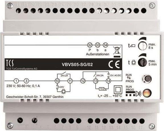 TCS Tür Control BUS-Steuergerät VBVS05-SG/02 für Türsprechanlagen, 1 Strang, 6TE - Bild 1