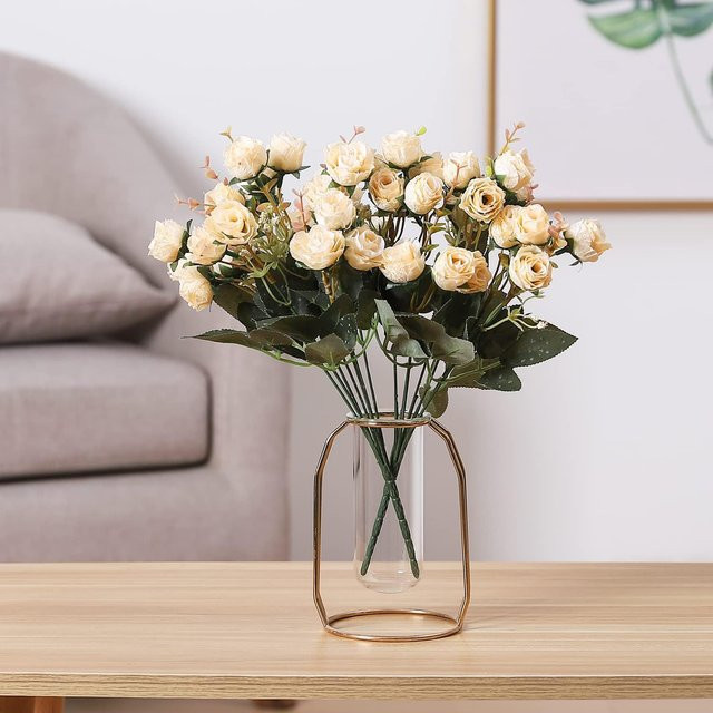 Beige Seidenrose als künstlicher Blumenkranz für Garten, Hochzeit und Heimdekoration - Bild 1