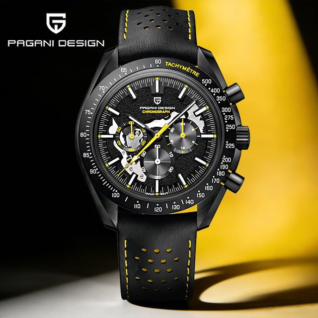 Pagani Design Chronograph, Quarz, Edelstahl, Leder, Blau, Herren - Bild 1