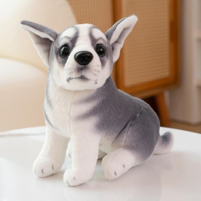 Yiran toy Simulations-Hunde-Stofftier, Plüschtiere, Grau, 20cm - Bild 1