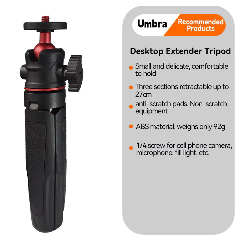 Mini ausziehbarer Desktop-Stativgriff mit flexiblem Kugelkopf und 1/4 Zoll Schraube in Schwarz für GoPro und DJI - Bild 4