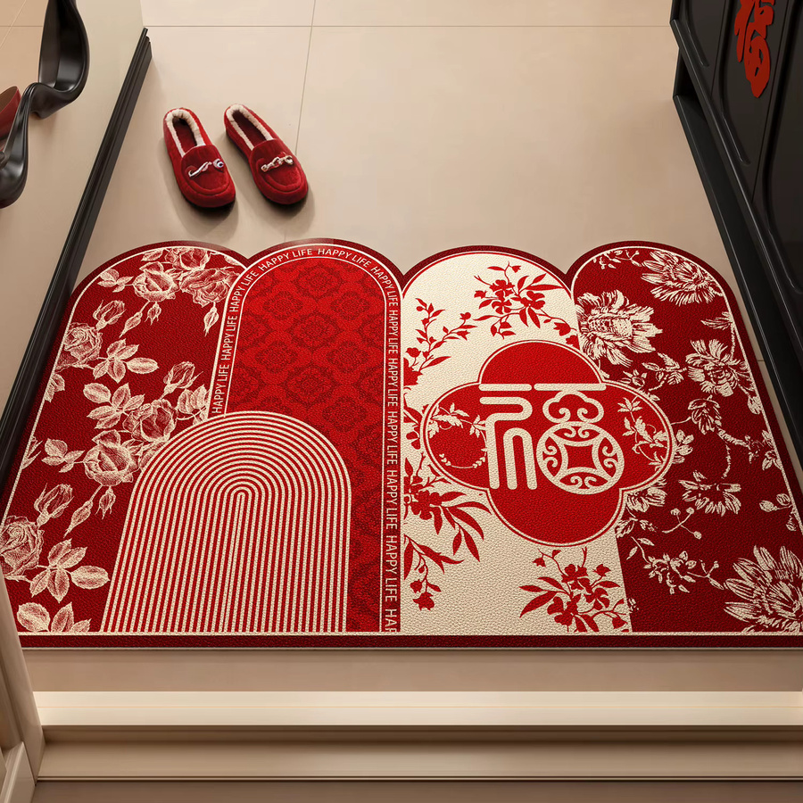 VIKAMA Fußmatte mit Kieselalgen-Design in Rot, rutschfest und saugfähig, unregelmäßige Form für Badezimmer und Eingangsbereich, B/T: 60 x 40 cm - Bild 2