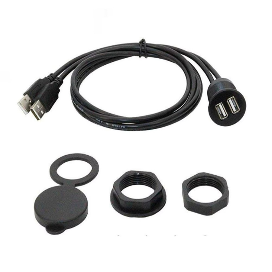Dual-USB-Datenverlängerungskabel mit Schnalle für Auto LKW Boot Motorrad RV in Schwarz - Bild 3
