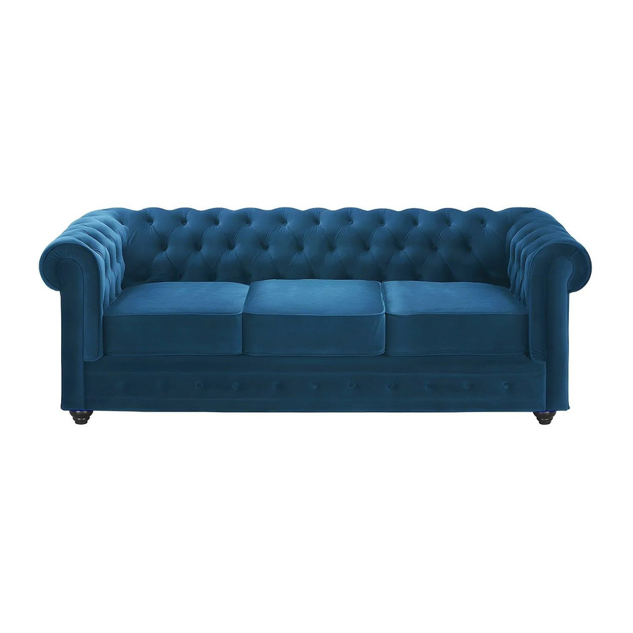 Vente-unique Chesterfield Sofa aus Samt in Blaugrün mit einer Breite von 205 cm - Bild 2
