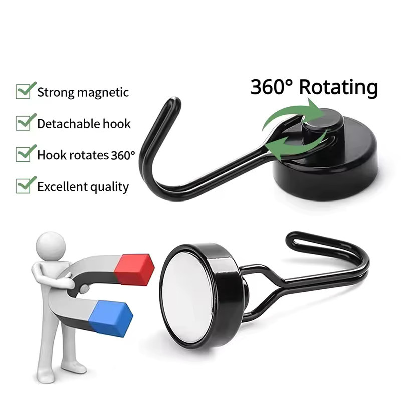 Mognot Multifunktionaler Magnetischer Haken mit 360 Grad Rotation aus Neodym in Schwarz - Bild 2