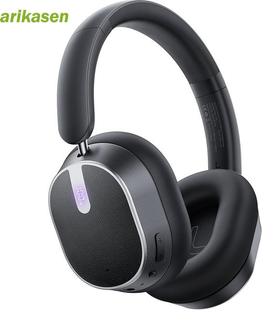 Arikasen Over-Ear-Kopfhörer mit aktiver Geräuschunterdrückung, Bluetooth 6.0, kabellos, faltbar, LED-Leistungsanzeige und 6-Mikrofon-ENC, Schwarz - Bild 1