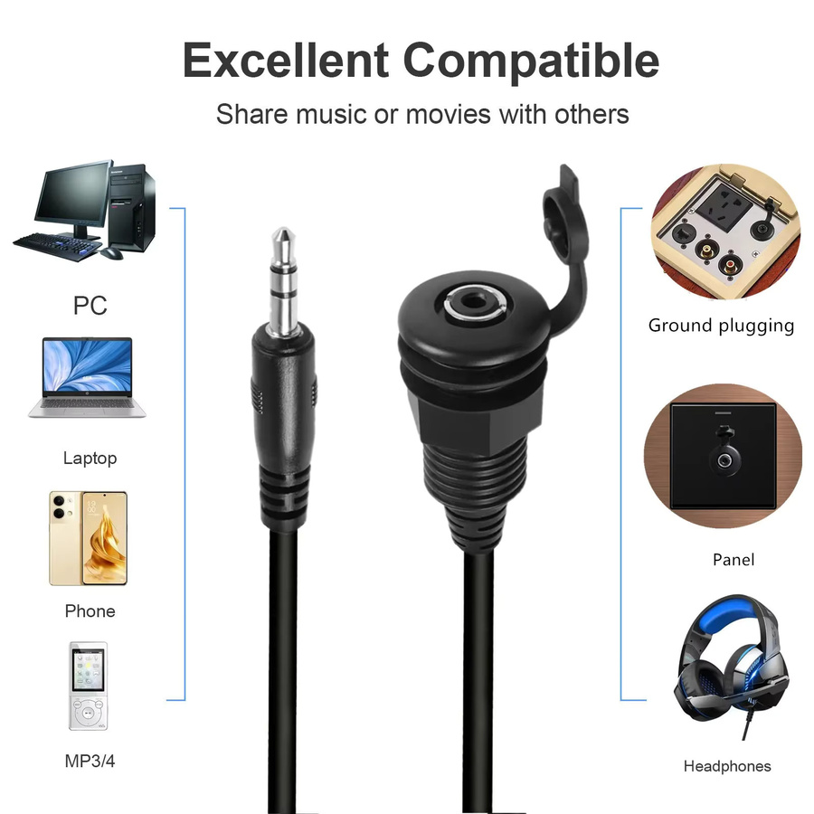 BSN Stereo-Adapter 3,5 mm Klinke auf Buchse, wasserdicht, Schwarz - Bild 2