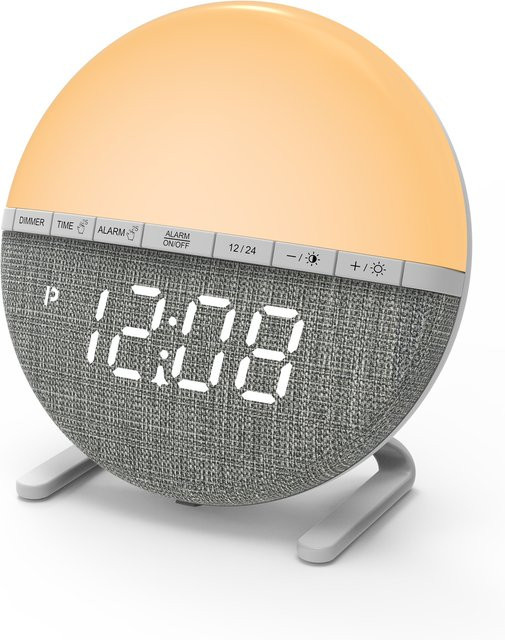 Niditon Sonnenaufgang Wecker mit Wake Up Licht und Simulation von Sonnenaufgang und Sonnenuntergang, Digitaluhr und Nachtlicht, Grau - Bild 1