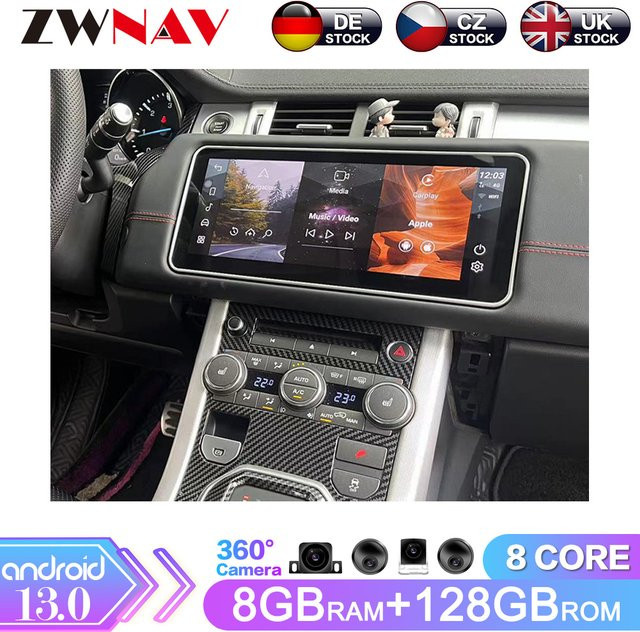 ZWNAV Android 13 Carplay Auto Radio mit 12,3 Zoll Touchscreen und GPS Navigation für Land Rover Range Rover Evoque in Schwarz - Bild 1