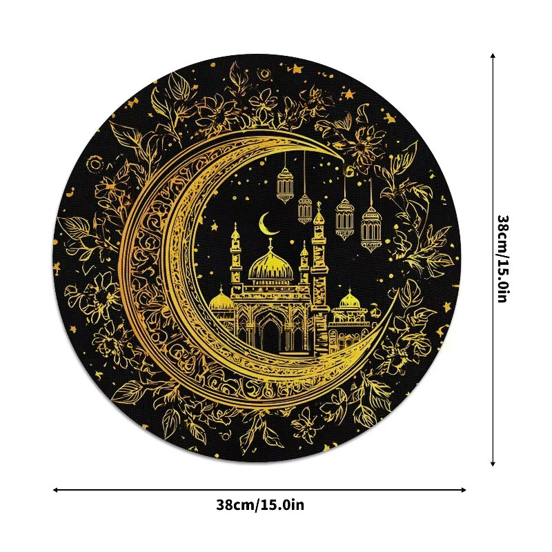 VIKAMA 6er Set Ramadan Tischsets mit floralem Design in Schwarz für das Iftar oder Eid Fest - Bild 4