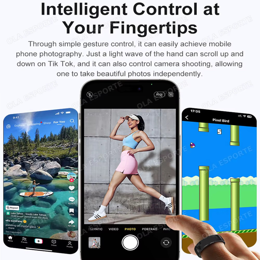 Ola Esporte Smart Ring für Damen und Herren in Pink mit Gesundheits- und Schlafüberwachung, Multi-Sport-Modus, Gestensteuerung und 5ATM Wasserdichtigkeit inklusive Ladeetui - Bild 3