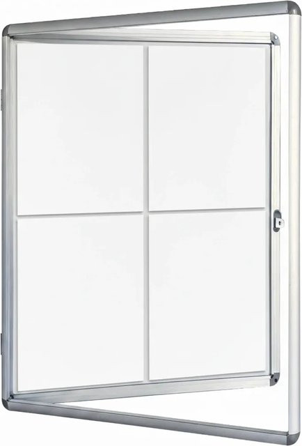 Master of Boards Schaukasten Premium Innen Weiß Silver B: 49 cm, H: 67 cm mit 4 x A4 Whiteboard aus Acrylglas und Aluminium - Bild 1