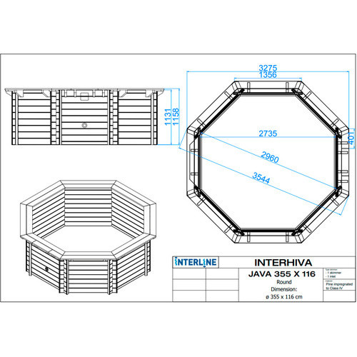 INTERLINE Schwimmbecken Java rund in Blau mit Filteranlage 6,0m3 Basis Set, B: 355 cm, H: 116 cm - Bild 4
