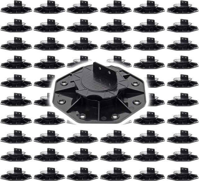 Xpotool Set 60 Stelzlager für Terrassen in Schwarz, höhenverstellbare Stellfüße für 18-28 mm, Tragkraft 2700 kg - Bild 1