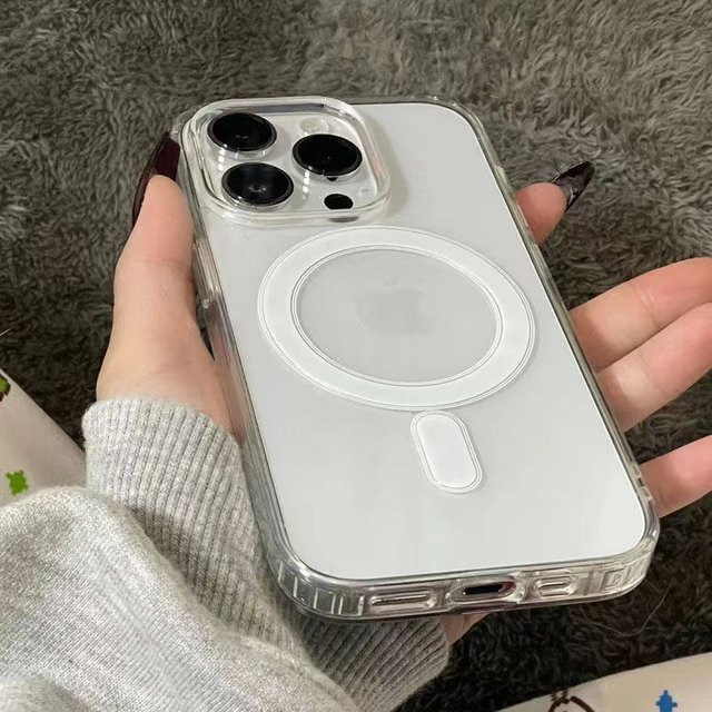 Transparente MagSafe kompatible Schutzhülle mit magnetischer kabelloser Ladefunktion für iPhone 11 12 13 14 15 Pro Max Mini X XR 7 8 Plus SE aus Acryl - Bild 1