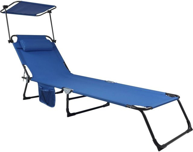 VCM Sonnenliege Bindox blau mit stufenlos verstellbarem Sonnendach und Seitenfach, B/T/H: 55 x 24 x 185 cm - Bild 2