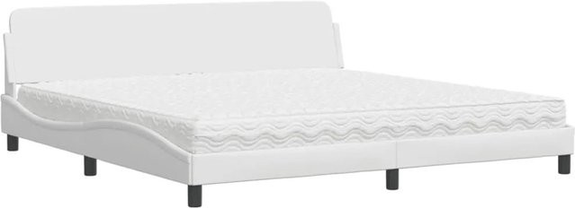 vidaXL Bett Dover mit Matratze in Weiß aus Kunstleder und Kiefernholz, B/T/H: 200 x 200 x 17 cm - Bild 1