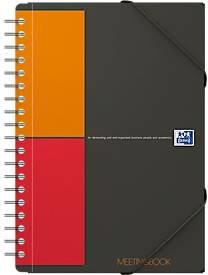 Oxford International Meetingbook DIN B5 kariert, 80 Blatt, weiß-kariert mit orange, rot und grau Details - Bild 2