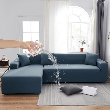 BRHUIXUE 2er-Set elastische Sofabezüge aus Polyester, wasserabweisend und rutschfest, einfarbig in See-Blau, für 1-Sitzer Sofas mit einer Breite von 90-140 cm