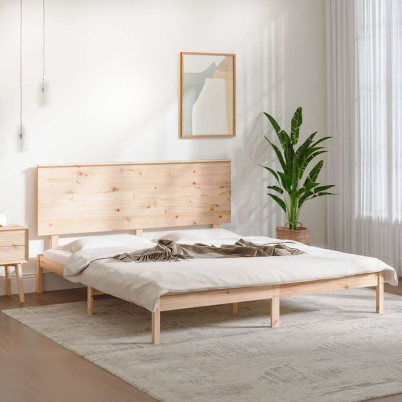 Massivholzbett Vidaxl aus Kiefer in Braun, Modernes Landhausdesign, B/T/H: 200 x 200 x 82,5 cm - Bild 1