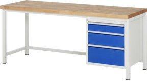 Rau Werkbank höhenverstellbar mit 3 Schubladen, B: 200 cm, T: 70 cm, H: 84-104 cm - Bild 1