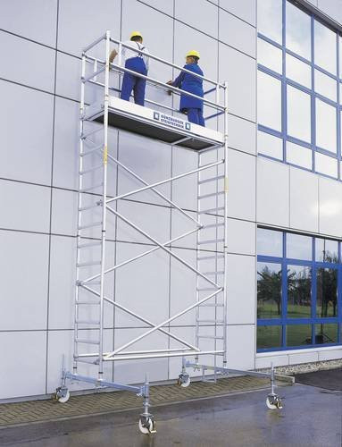 MUNK Alu-Rollgerüst Günzburger Steigtechnik aus Aluminium in Silber mit einer maximalen Arbeitshöhe von 4,5 m, Plattform-Höhe: 2,45 m, Länge: 1,80 m - Bild 1